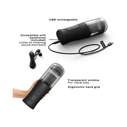 Dorcel Thrust Blow Rechargeable Thrusting Vaginal Masturbator with Suction Cup – Black