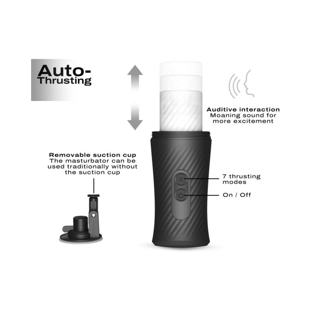 Dorcel Thrust Blow Rechargeable Thrusting Vaginal Masturbator with Suction Cup – Black