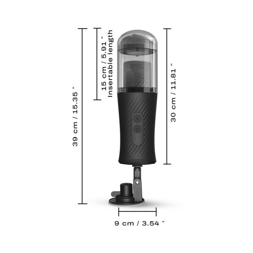 Dorcel Thrust Blow Rechargeable Thrusting Vaginal Masturbator with Suction Cup – Black