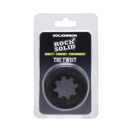 Rock Solid The Twist Silicone C-Ring – Black – Delays Ejaculation and Prolongs Erection