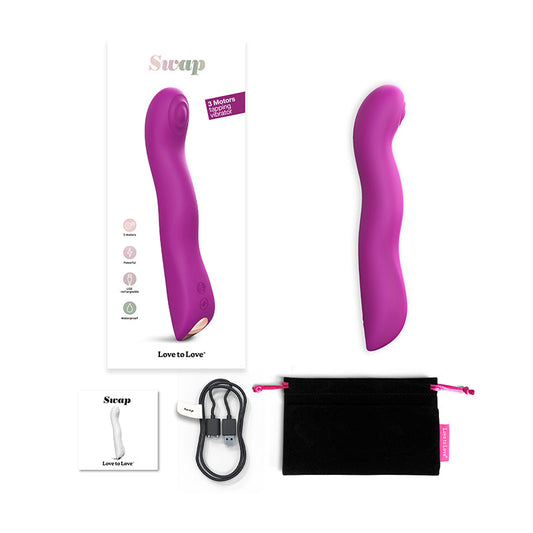Love To Love Swap Rechargeable Triple Motor Tapping Silicone G-Spot Vibrator – Purple