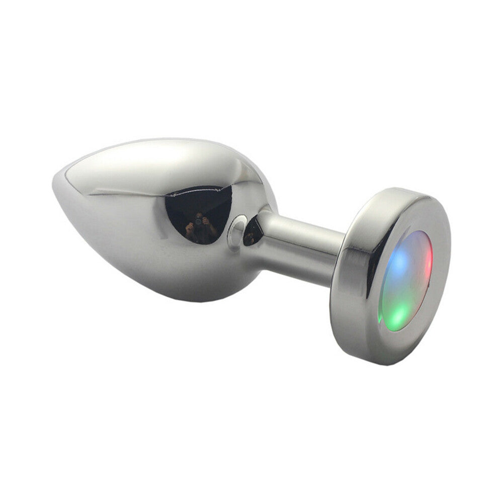 Ple''sur 3-Setting LED Light-Up Metal Anal Plug – Small, Silver