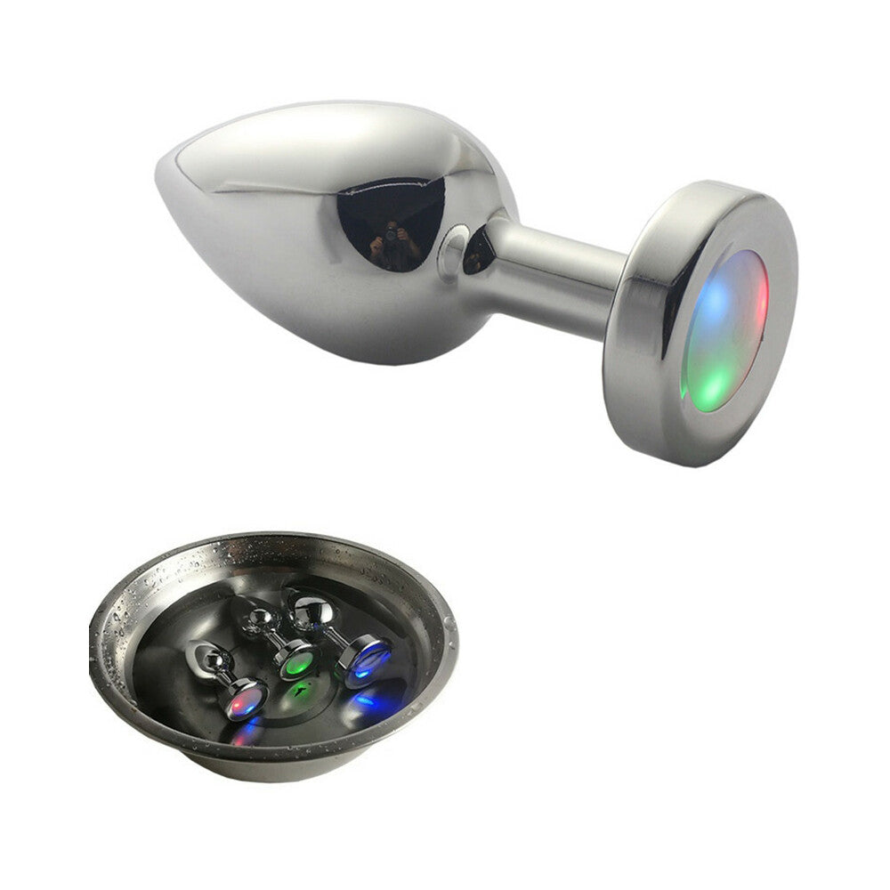 Ple''sur 3-Setting LED Light-Up Metal Anal Plug – Small, Silver