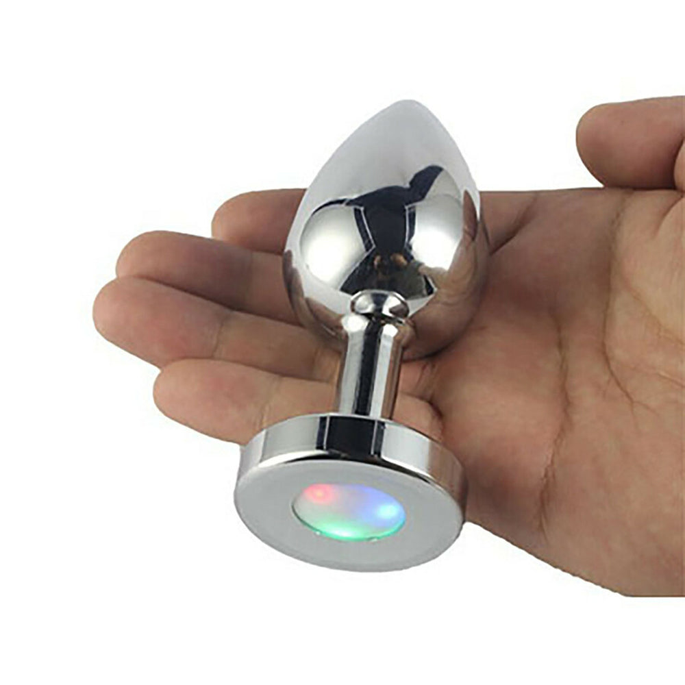 Ple''sur 3-Setting LED Light-Up Metal Anal Plug – Small, Silver