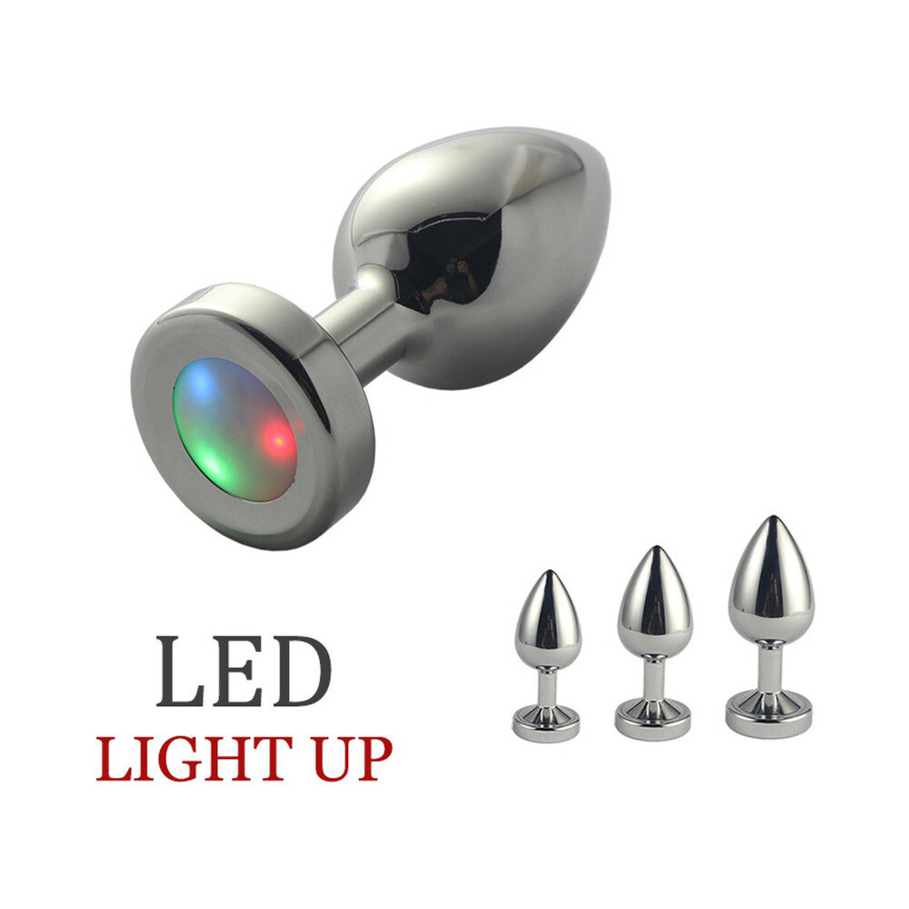 Ple''sur 3-Setting LED Light-Up Metal Anal Plug – Small, Silver