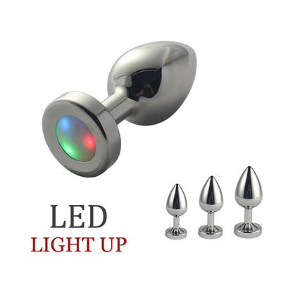 Ple''sur 3-Setting LED Light-Up Metal Anal Plug – Small, Silver