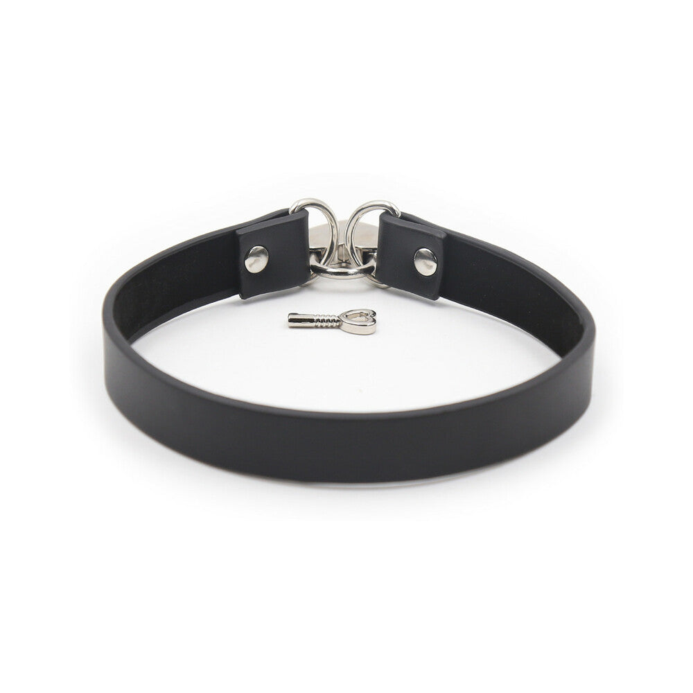 Ple''sur PVC Collar with Heart Lock – Black
