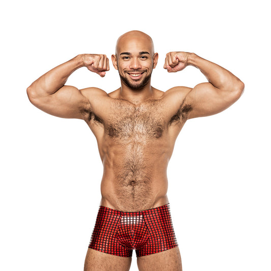 Male Power Disco Desire Mini Short – Black/Red – Low Cut Waist, High Cut Legs