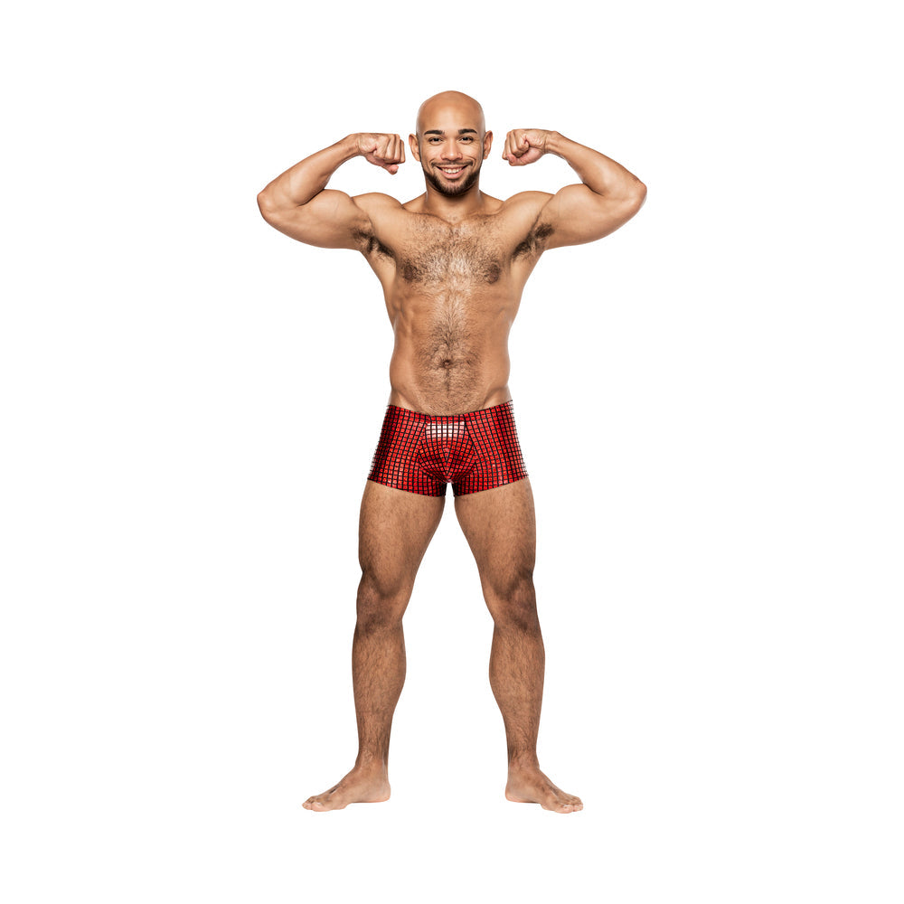 Male Power Disco Desire Mini Short – Black/Red – Low Cut Waist, High Cut Legs