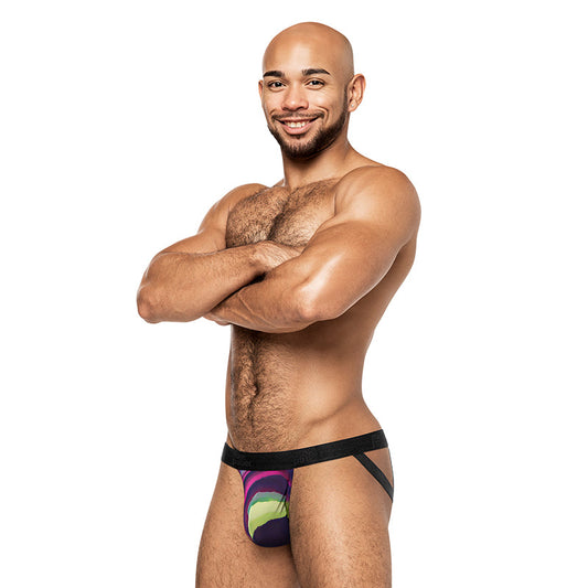 Male Power Galactic Strappy Ring Jock with Comfort Pouch – Multi-Color