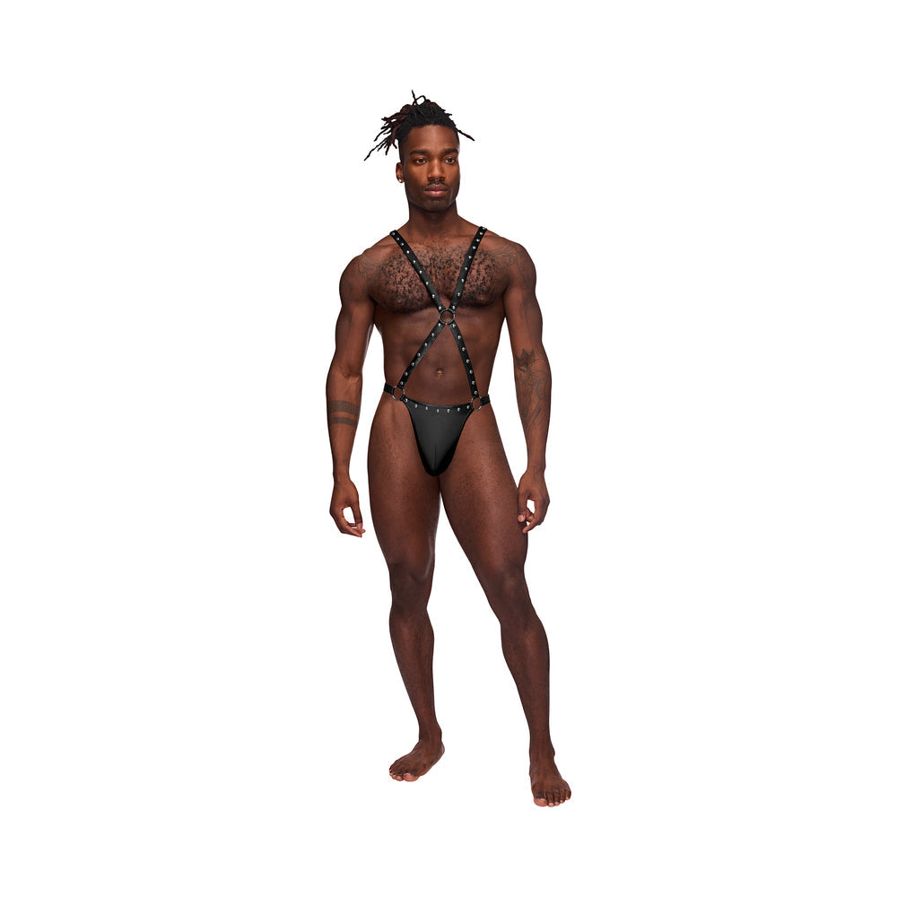 Male Power Fetish Warrior Criss-Cross Body Harness – Black S/M