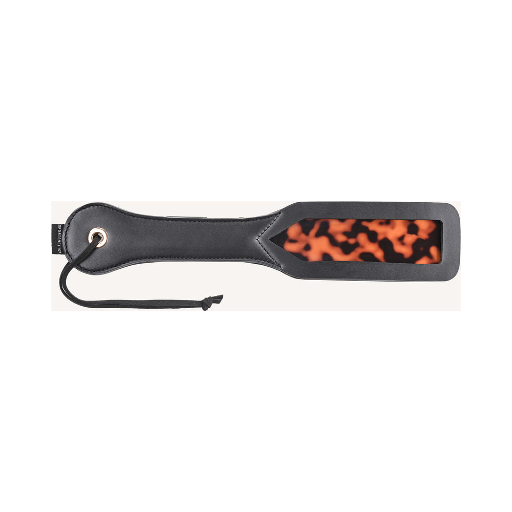 Sportsheets Amber Layered Spanker with Rawhide Leash – Tortoiseshell
