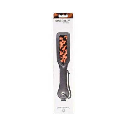 Sportsheets Amber Layered Spanker with Rawhide Leash – Tortoiseshell