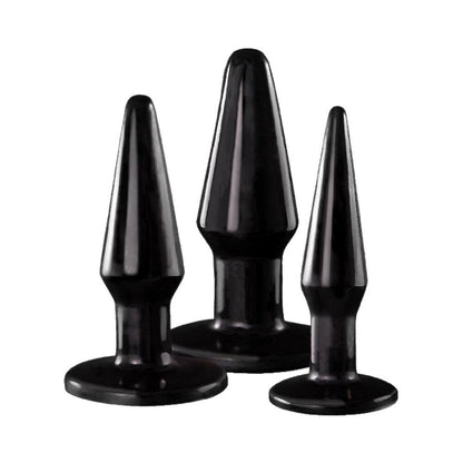 Ass-Sation Anal Training Butt Plug Kit #2 - Black - Three Sizes for Beginners