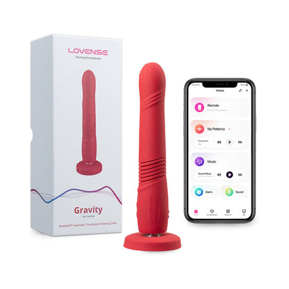 Lovense Gravity Thrusting Dildo – App Controlled, Automatic Thrusting & Vibrating – Hot Pink