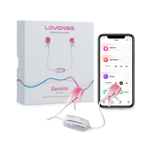 Lovense Gemini App-Controlled Adjustable Vibrating Nipple Clamps – Light Pink