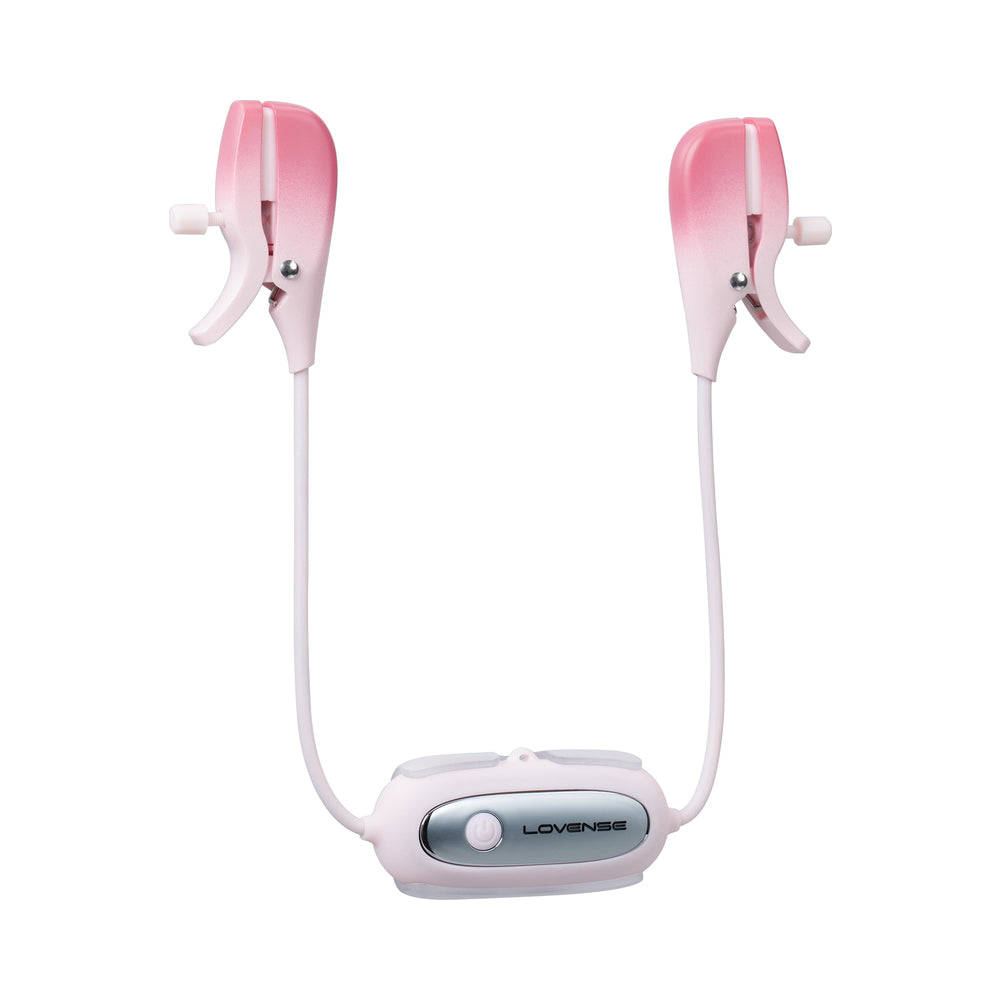 Lovense Gemini App-Controlled Adjustable Vibrating Nipple Clamps – Light Pink