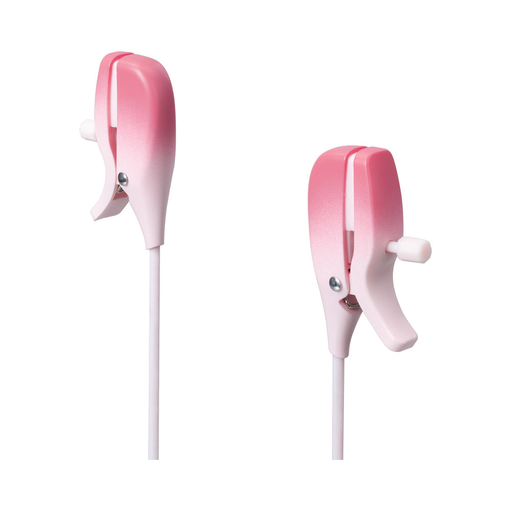 Lovense Gemini App-Controlled Adjustable Vibrating Nipple Clamps – Light Pink