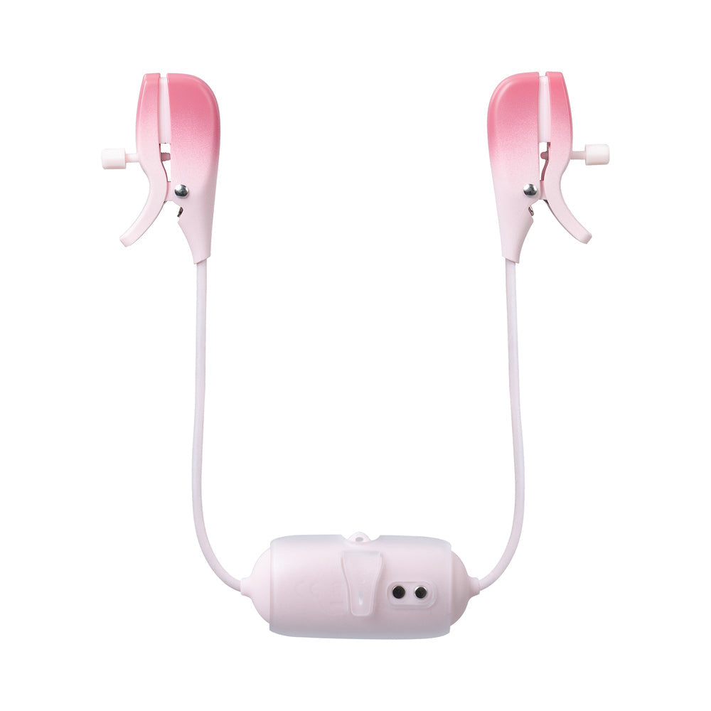 Lovense Gemini App-Controlled Adjustable Vibrating Nipple Clamps – Light Pink