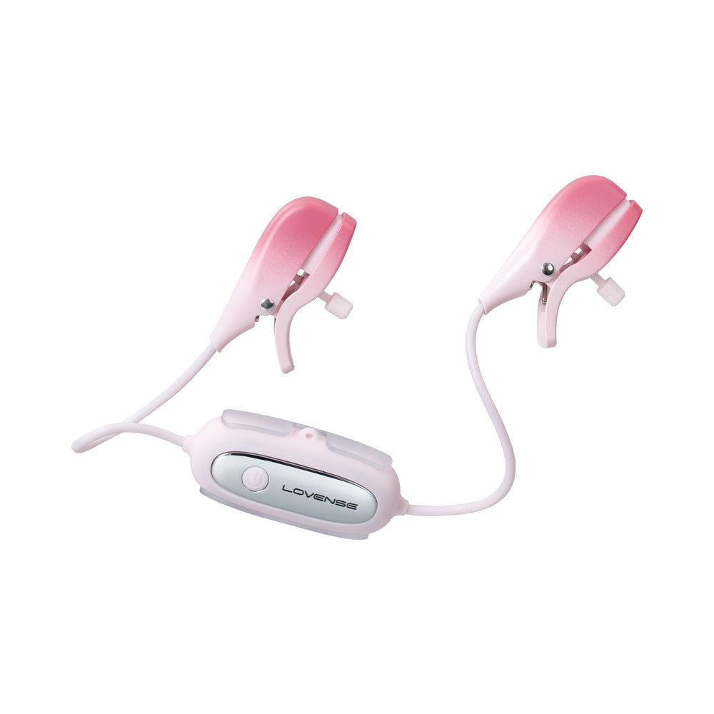 Lovense Gemini App-Controlled Adjustable Vibrating Nipple Clamps – Light Pink