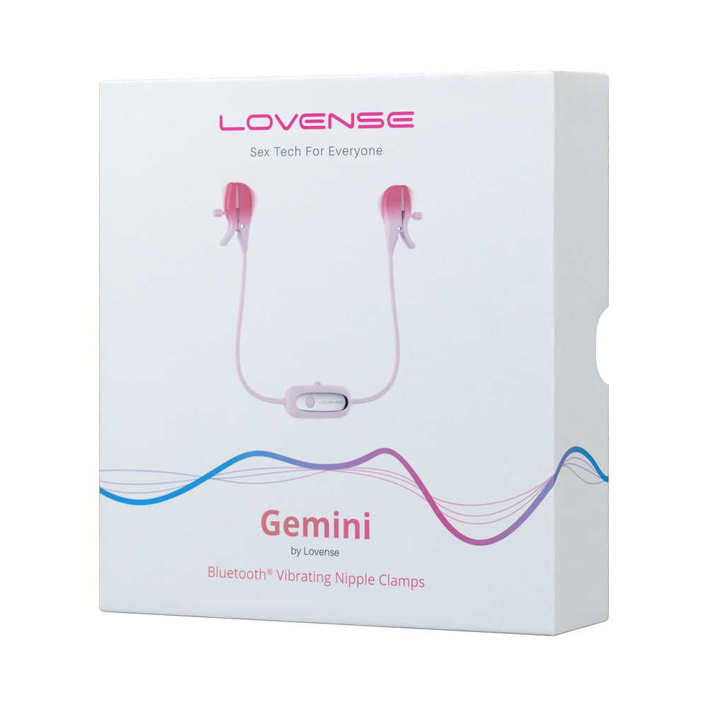Lovense Gemini App-Controlled Adjustable Vibrating Nipple Clamps – Light Pink