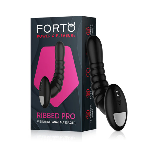 Forto Ribbed Pro Rechargeable Silicone Vibrating Anal Massager – Black
