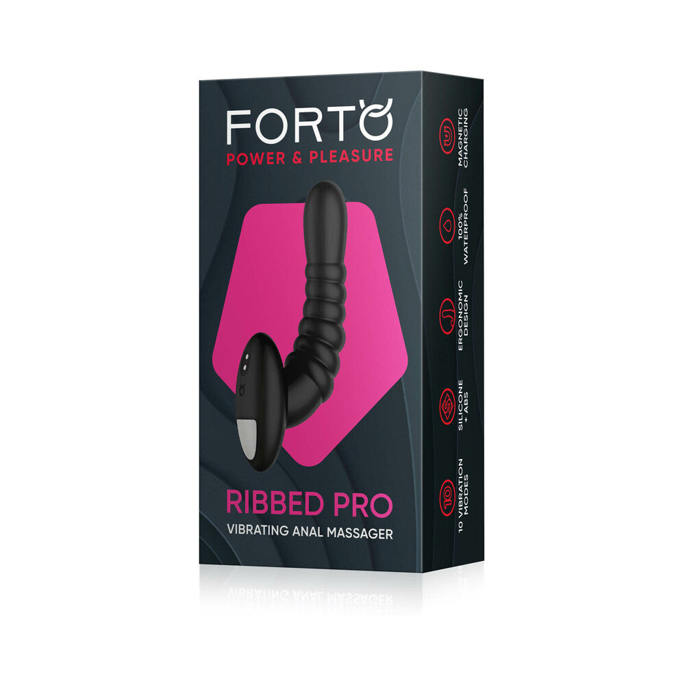 Forto Ribbed Pro Rechargeable Silicone Vibrating Anal Massager – Black