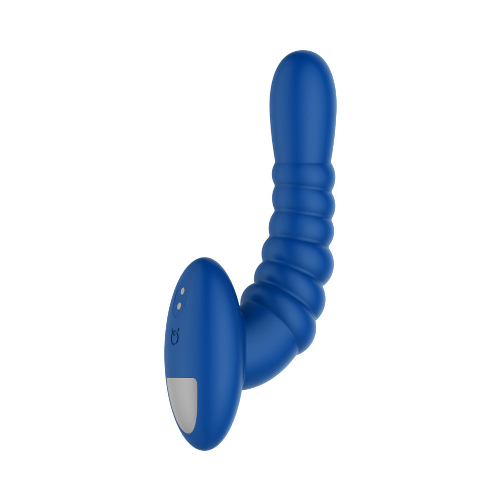 Forto Ribbed Pro Rechargeable Silicone Vibrating Anal Massager – Blue