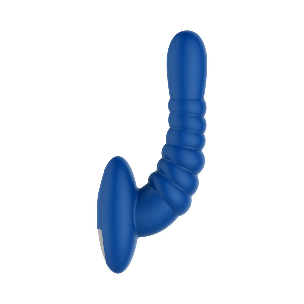 Forto Ribbed Pro Rechargeable Silicone Vibrating Anal Massager – Blue
