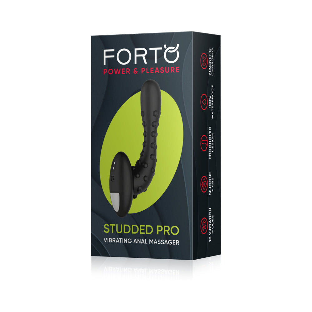 Forto Studded Pro Rechargeable Silicone Vibrating Anal Massager – Black