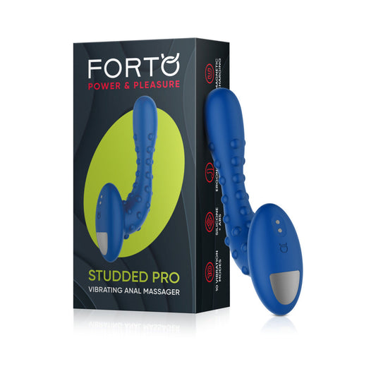 Forto Studded Pro Rechargeable Silicone Vibrating Anal Massager – Blue
