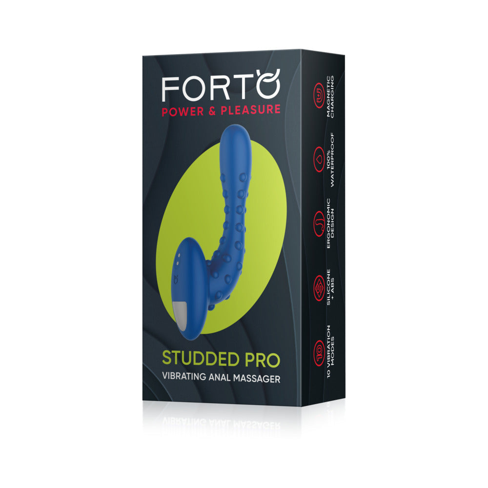 Forto Studded Pro Rechargeable Silicone Vibrating Anal Massager – Blue