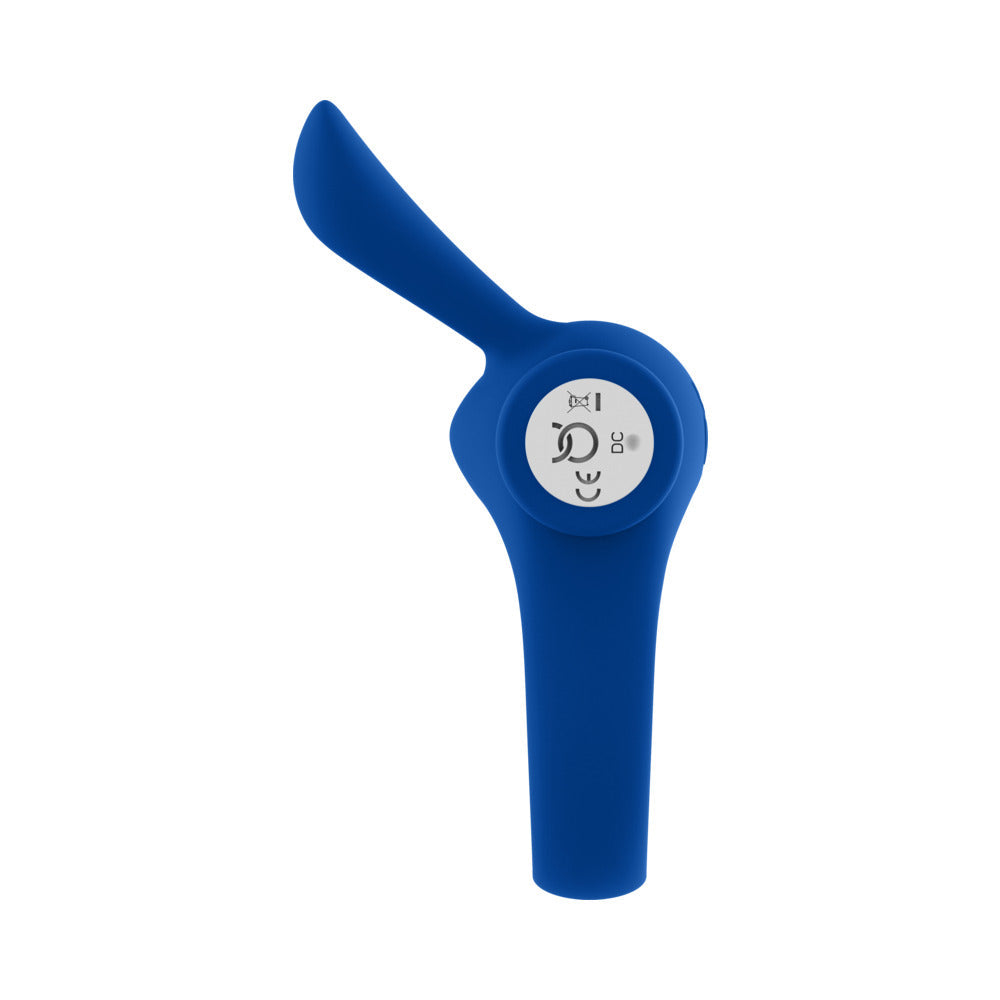 Forto Bunny Rechargeable Silicone Vibrating Cockring with Stimulating Ears – Blue