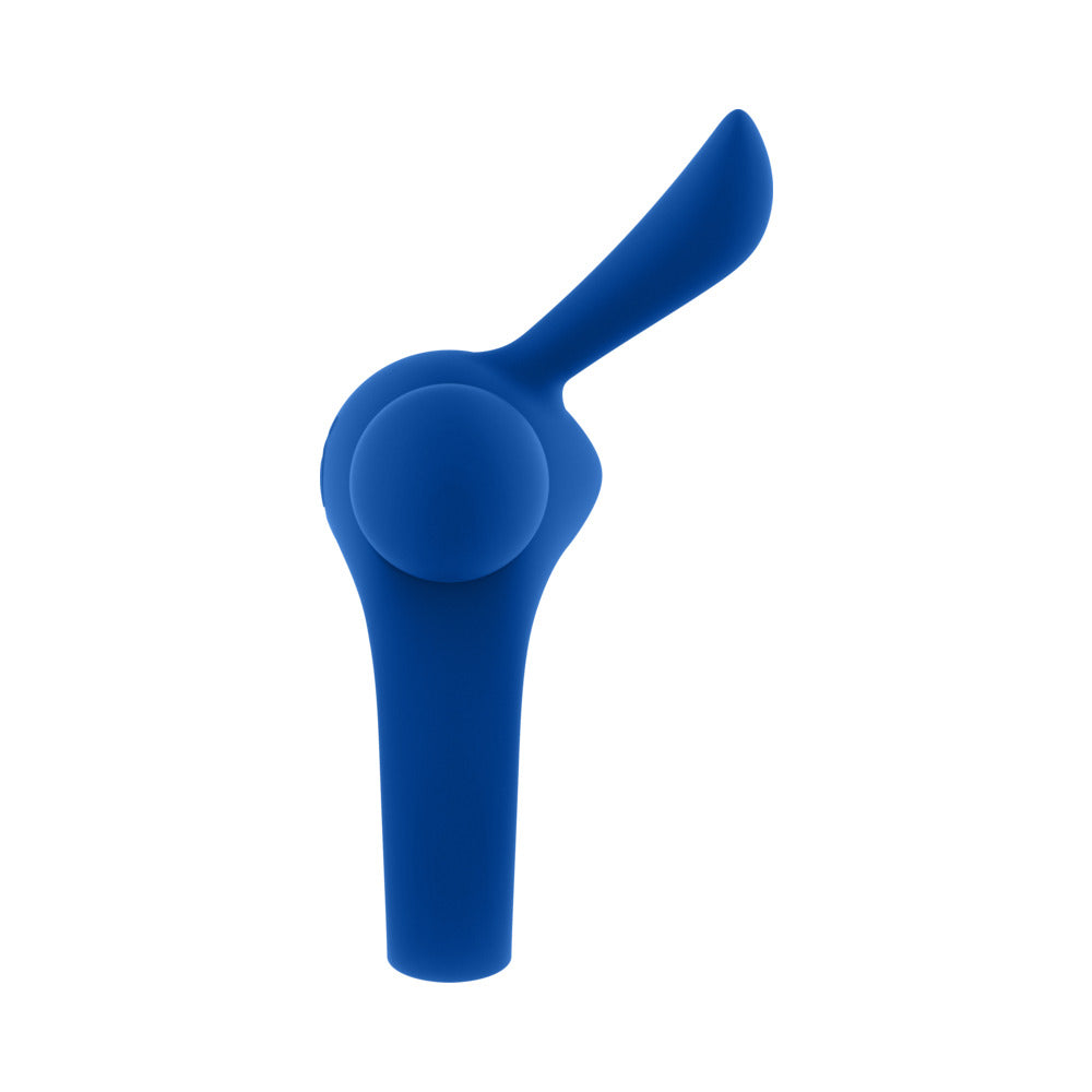 Forto Bunny Rechargeable Silicone Vibrating Cockring with Stimulating Ears – Blue