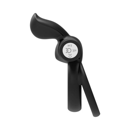 Forto Pointer Rechargeable Silicone Vibrating Dual Cockring with External Stimulator - Black