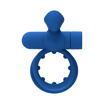 Forto Pointer Rechargeable Silicone Vibrating Dual Cockring with External Stimulator – Blue