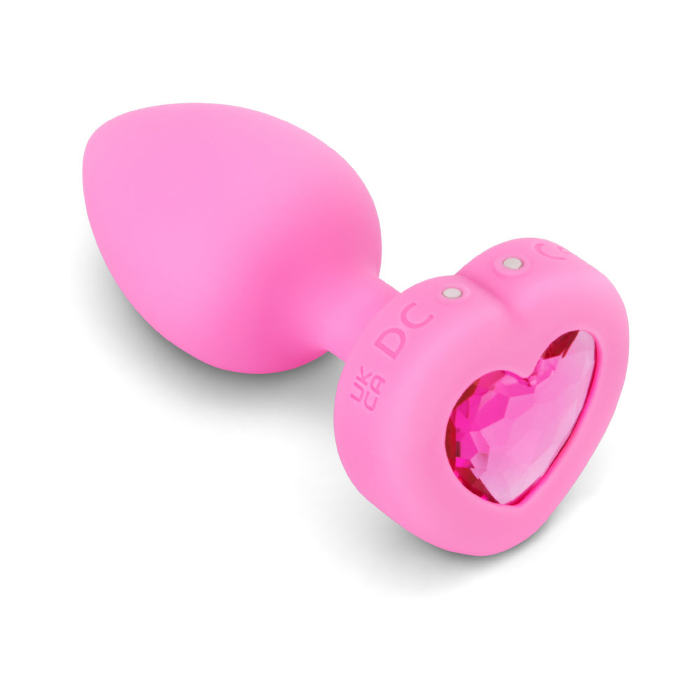 b-Vibe Vibrating Heart Anal Plug with Heart-Shaped Jewel Base – Pink