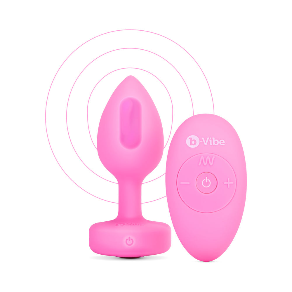 b-Vibe Vibrating Heart Anal Plug with Heart-Shaped Jewel Base – Pink