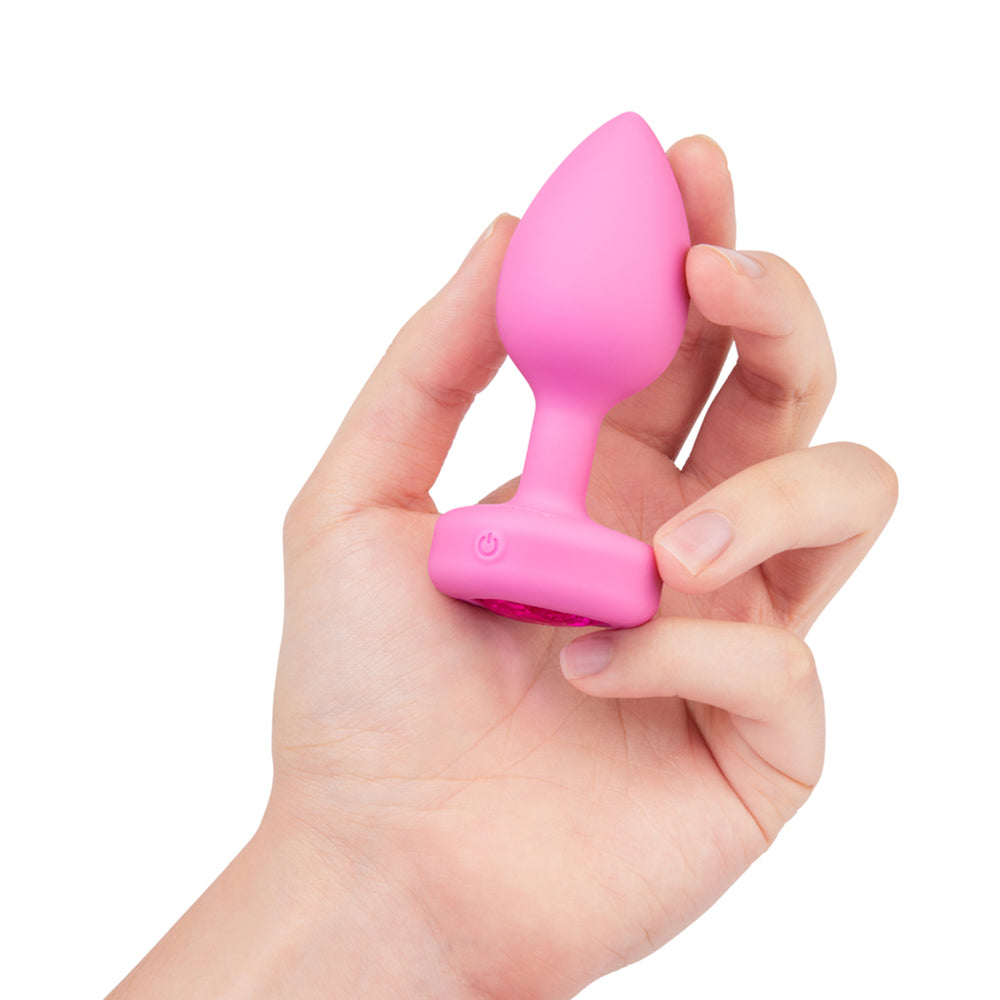 b-Vibe Vibrating Heart Anal Plug with Heart-Shaped Jewel Base – Pink