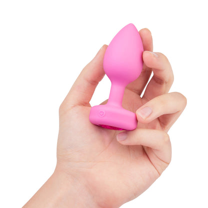 b-Vibe Vibrating Heart Anal Plug with Heart-Shaped Jewel Base – Pink