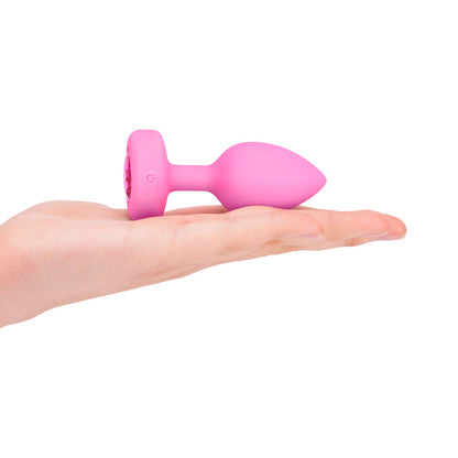 b-Vibe Vibrating Heart Anal Plug with Heart-Shaped Jewel Base – Pink