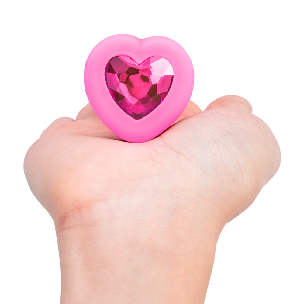 b-Vibe Vibrating Heart Anal Plug with Heart-Shaped Jewel Base – Pink