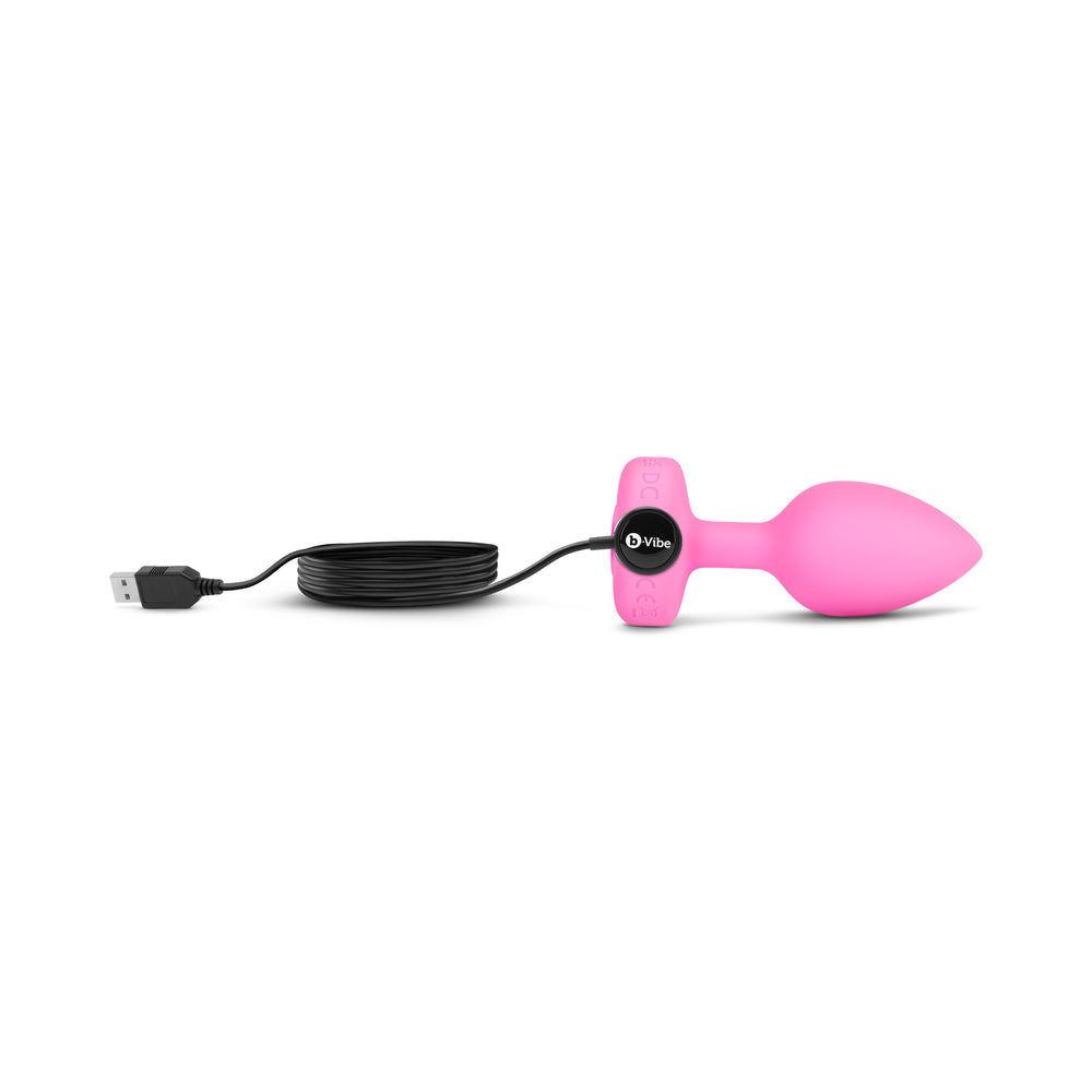 b-Vibe Vibrating Heart Anal Plug with Heart-Shaped Jewel Base – Pink