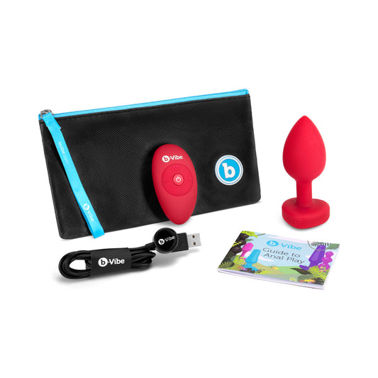 b-Vibe Vibrating Heart Anal Plug – Medium/Large – Red