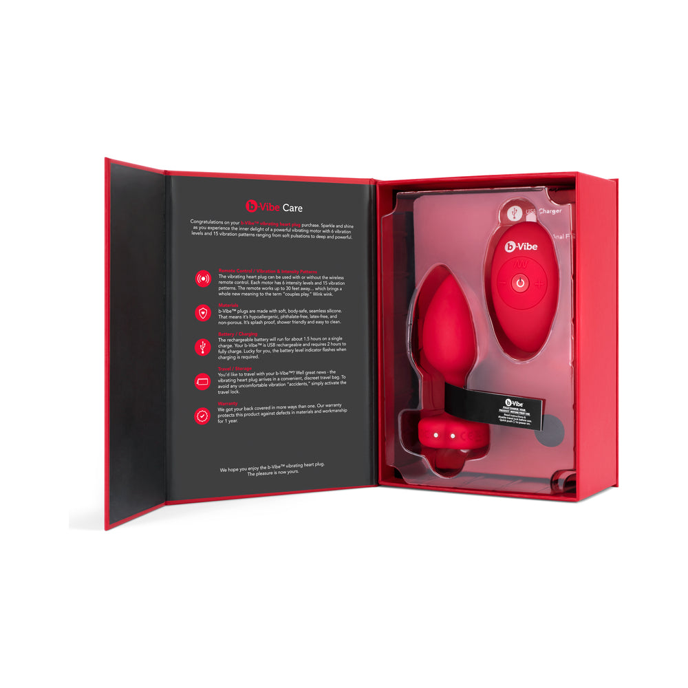b-Vibe Vibrating Heart Anal Plug – Medium/Large – Red