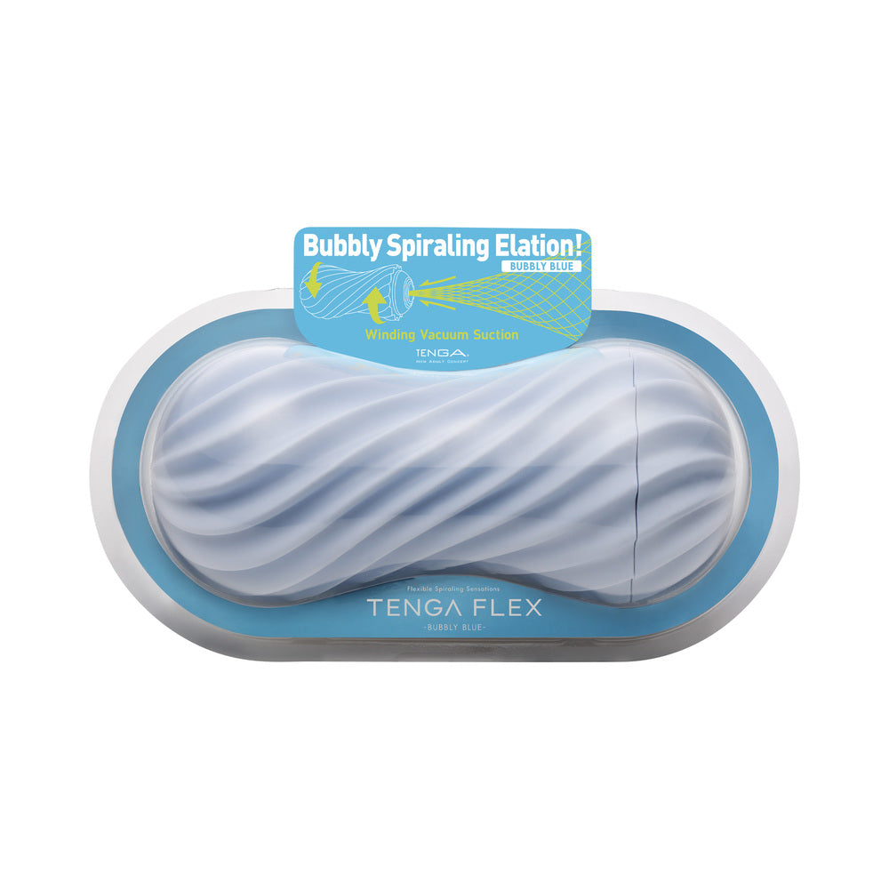 Tenga Flex Bubbly Blue Stroker - Spiral-Ribbed Design, Reusable