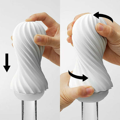 Tenga Flex Bubbly Blue Stroker - Spiral-Ribbed Design, Reusable