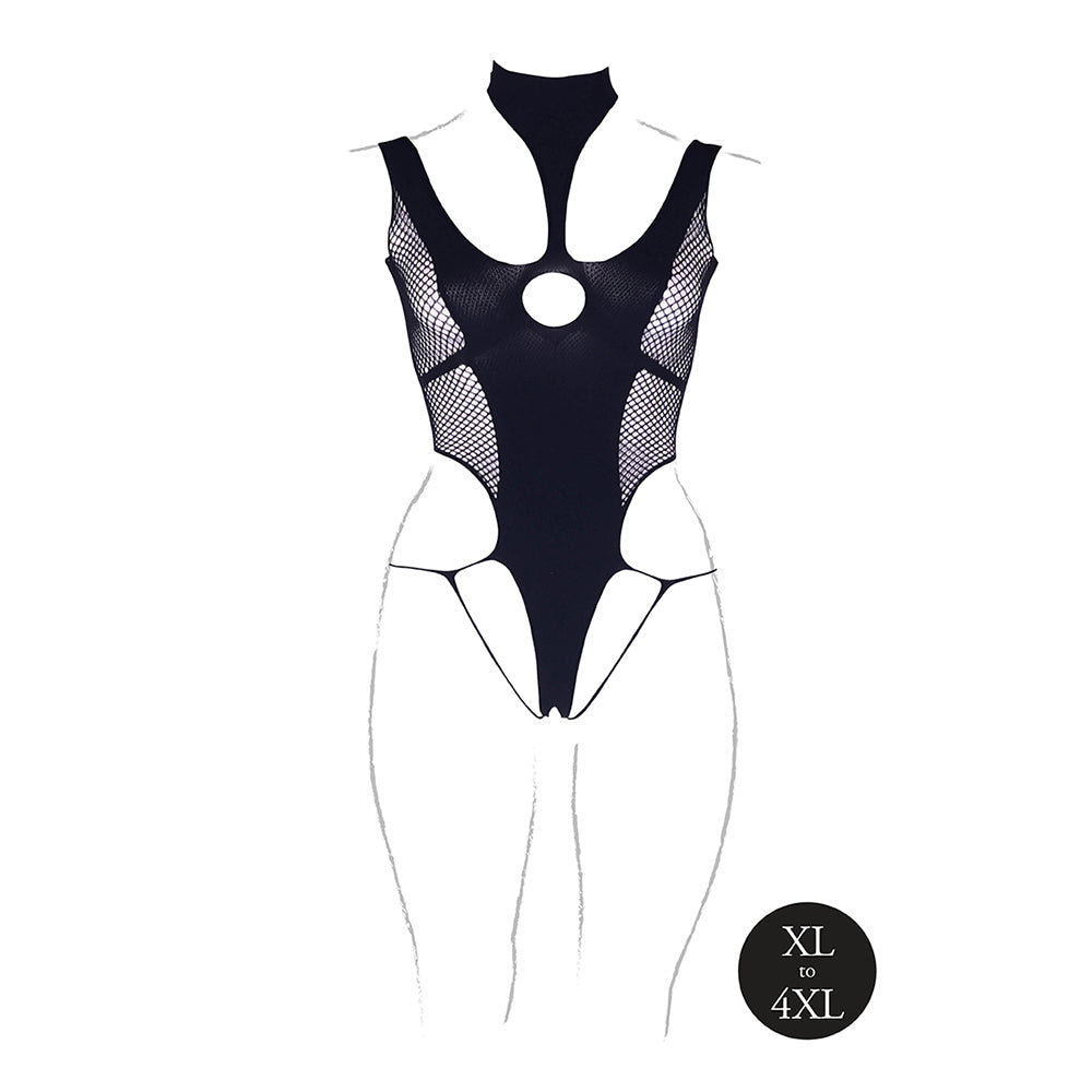 Le Desir Cyllene XLVIII Bodysuit with Turtleneck – Black – Queen Size