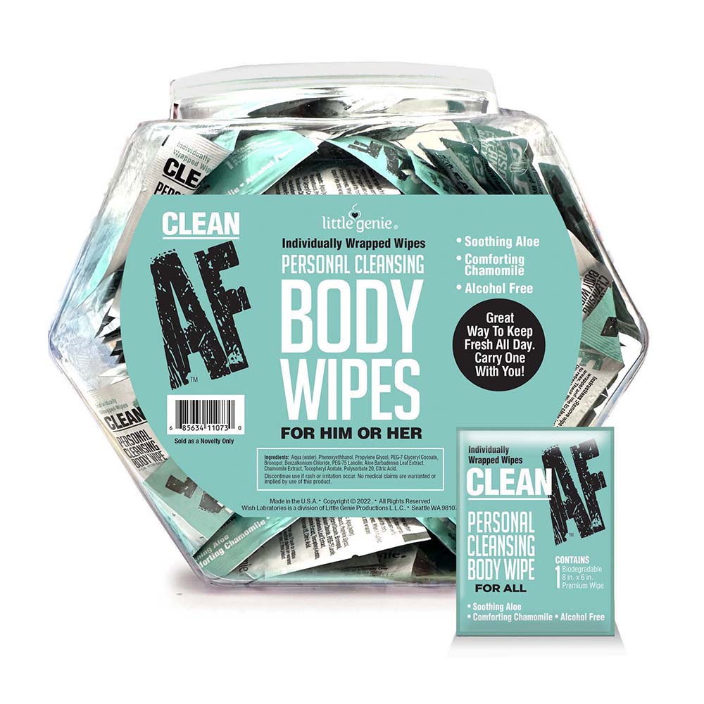 Clean AF Individually Wrapped Personal Cleaning Body Wipes – Teal