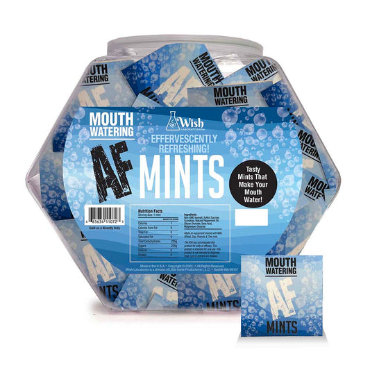 Little Genie Mouth Watering AF Effervescent Mints 100-Piece Fishbowl Display - Blue